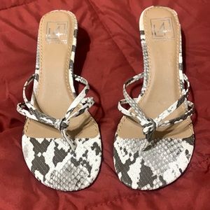 Snake skin low heel sandals